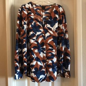Ann Taylor Factory blouse sz XL navy/burnt orange